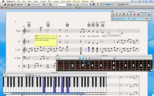 Sibelius 6 score with on-screen keyboard for input