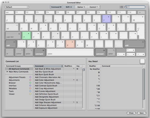 Aperture Keyboard Preferences