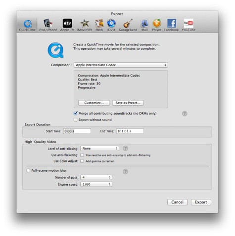 PulpMotion export formats screenshot