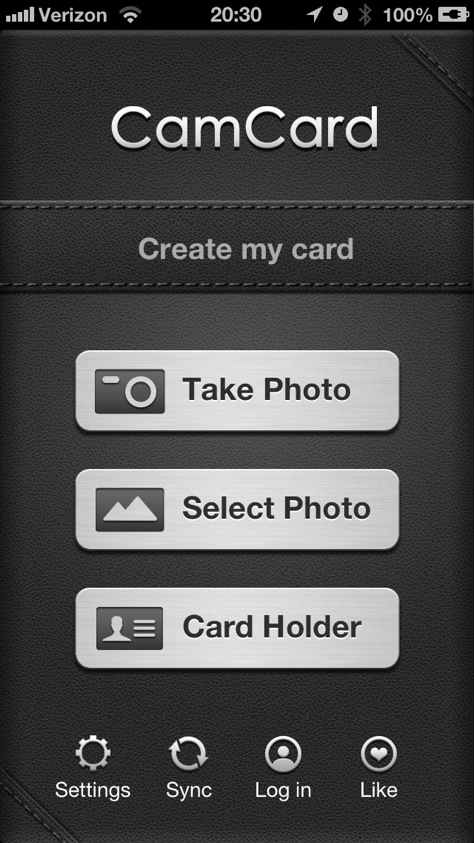 CamCard home screen