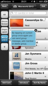 CamCard card group screen