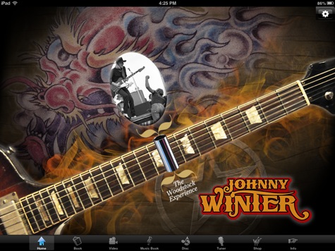 Johnny Winter app home screen