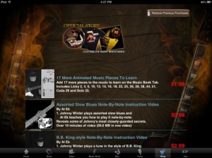 Johnny Winter app in-app purchase screen