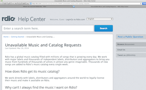 Rdio Help