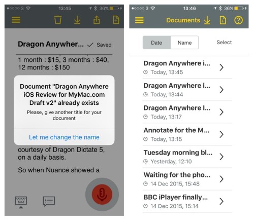 Dragon Anywhere Document Handling