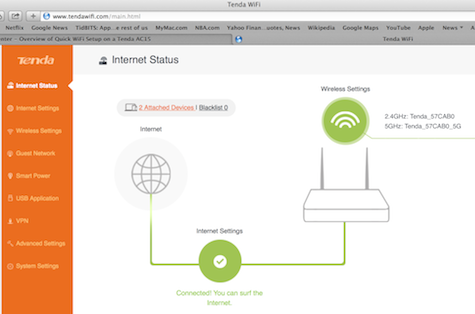 Internet Status portal page