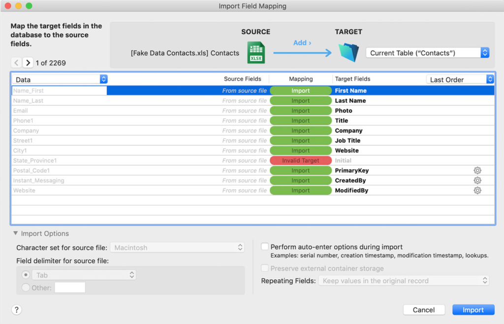 Importing data